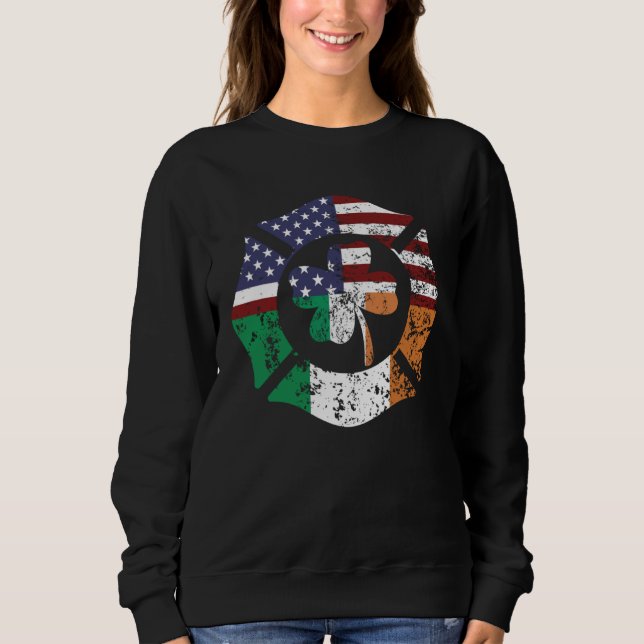 Sweatshirt Irish American Flag Firefighter St Patricks Day Sh (Devant)