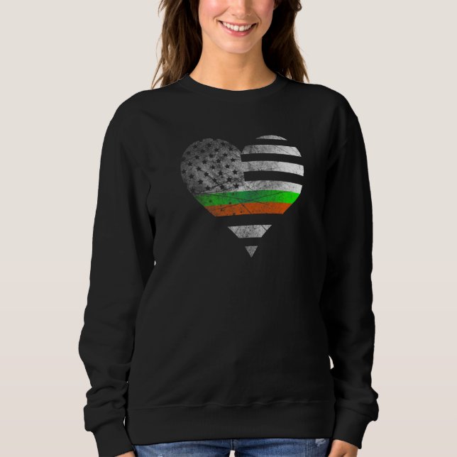 Sweatshirt Irish American flag Patrick's day love heart Irela (Devant)