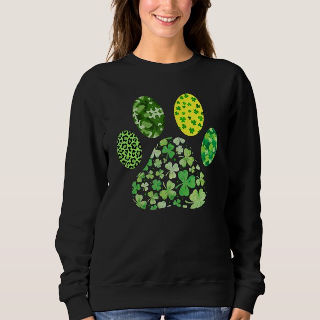 Sweatshirt Irish Cute Dog Paw C St Patrick's Day Lucky Shamro (Devant)
