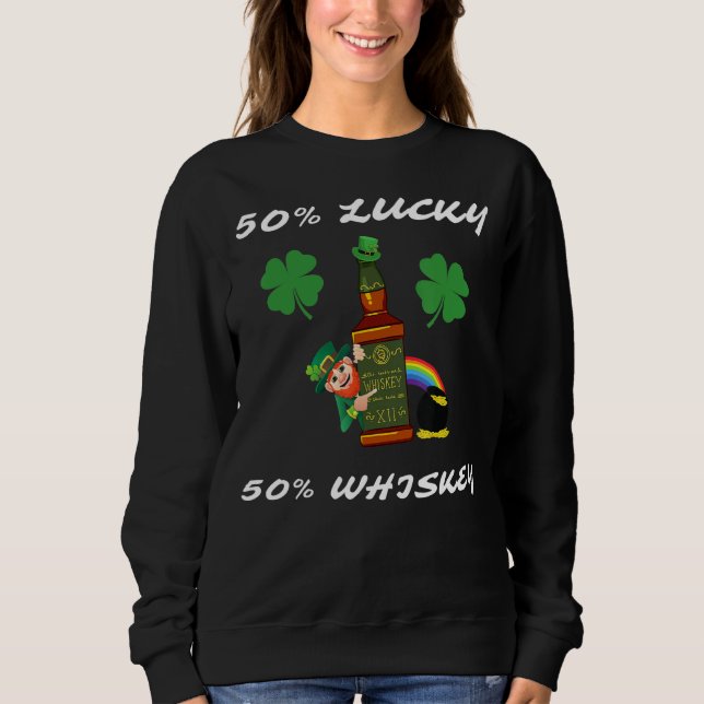 Sweatshirt Irish Leprechaun Lucky Charme Whiskey Rainbow Pot  (Devant)