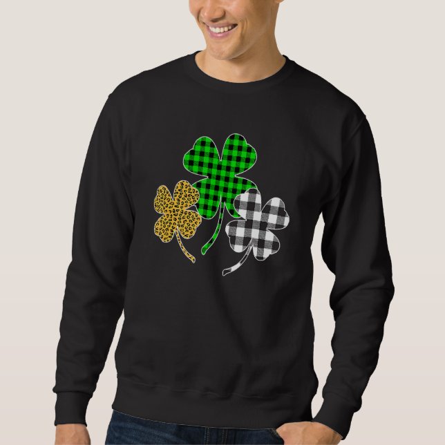 Sweatshirt Irish Shamrocks Leopard Buffalo Plaid St Patrick's (Devant)