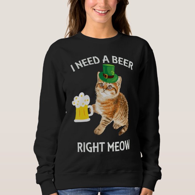 Sweatshirt Irlandais Beer Cat T Jour de la Saint Patrick Boir (Devant)