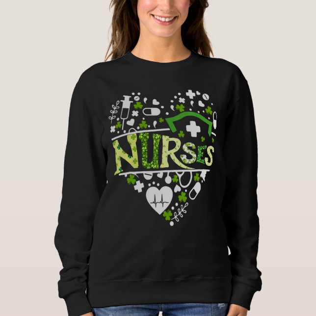Sweatshirt Irlandais Infirmière Stethoscope Scrub Jour de la  (Devant)