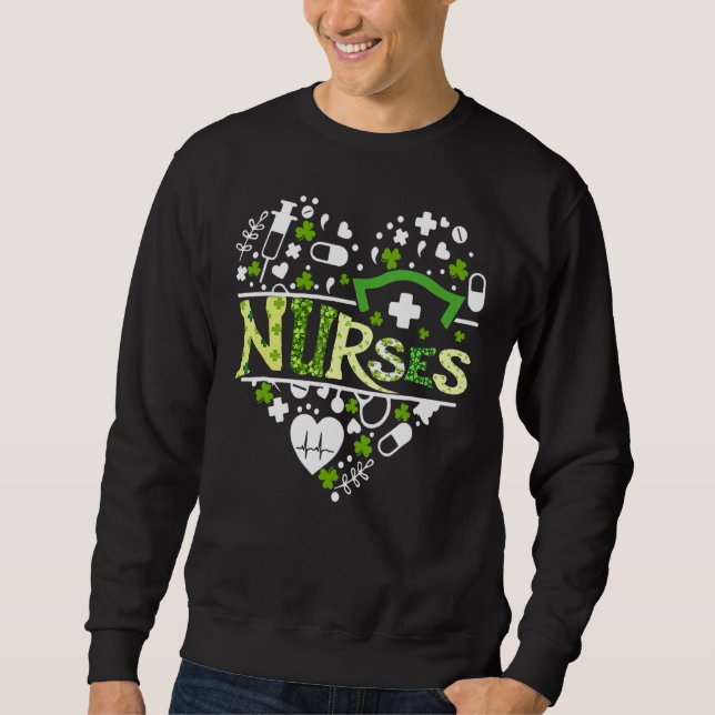 Sweatshirt Irlandais Infirmière Stethoscope Scrub Jour de la  (Devant)