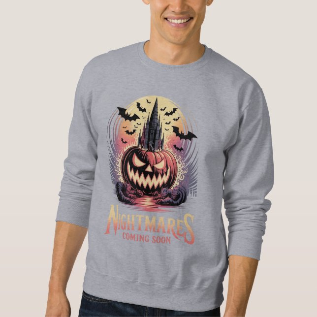 Sweatshirt Jack-o'-lanterne éffrayant et Château hanté Illust (Devant)