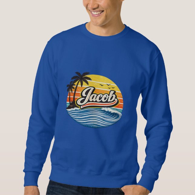 Sweatshirt Jacob Retro Sunset Name Design (Devant)