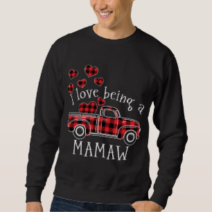 Sweatshirt J'adore être un Camion Rouge MAMAW avec coeur vale