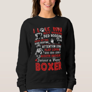 Sweatshirt J'adore ma boîte de chiot Boxer qui remue le derri