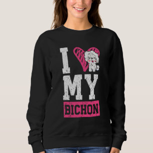 Sweatshirt J'adore mon chiot Bichon Frise aux cheveux bouclés