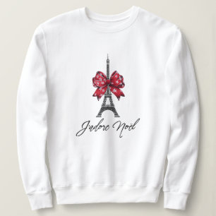 Sweatshirt J'adore Noël Eiffel Tower Red Plaid Christmas Bow