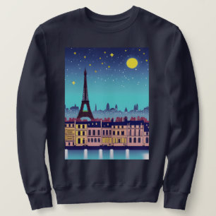 Sweatshirt J'adore Paris - Imaginaire Paris sous une Pleine l