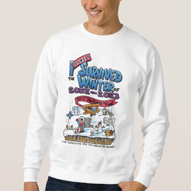 Sweatshirt J'ai à peine survécu à l'hiver 2022-23 (Devant)