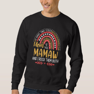Sweatshirt J'Ai Deux Titres Maman Et Mamaw Pink Leopard Rainb