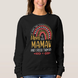 Sweatshirt J'Ai Deux Titres Maman Et Mamaw Pink Leopard Rainb