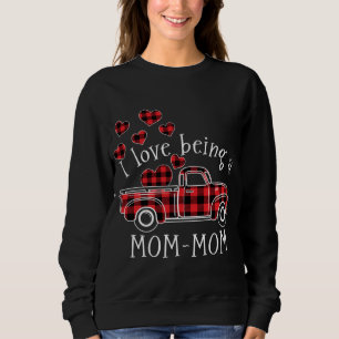 Sweatshirt J'aime être un camion rouge MOM-MOM avec coeur val