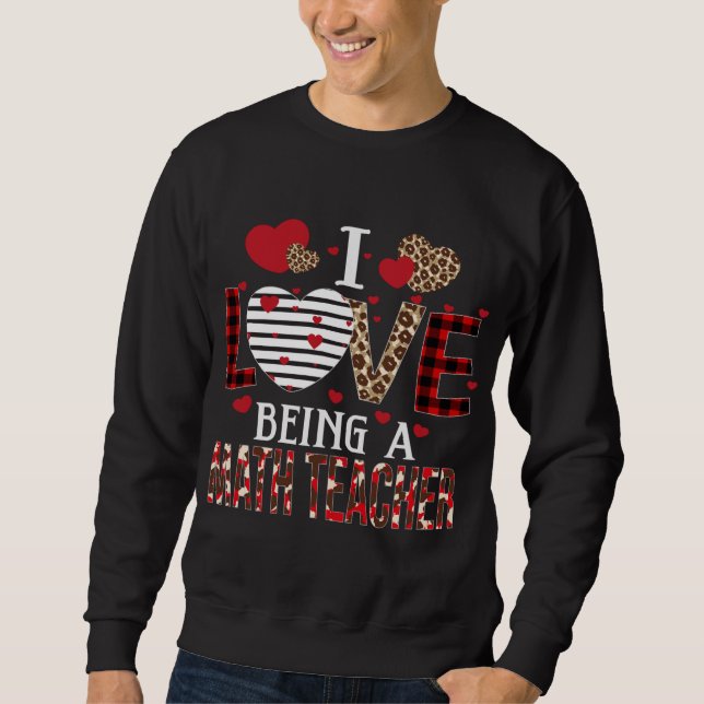 Sweatshirt J'Aime Être Un Enseignant En Maths Rouge Coeurs Pl (Devant)