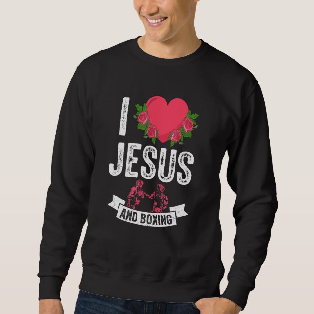 Sweatshirt J'Aime Jésus Et Boxer Fan Fan Theme Christian (Devant)