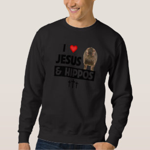 Sweatshirt J'aime Jésus et les hippopotames Safari faune chré