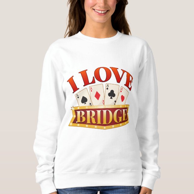 Sweatshirt J'aime Joueur de carte de pont (Devant)