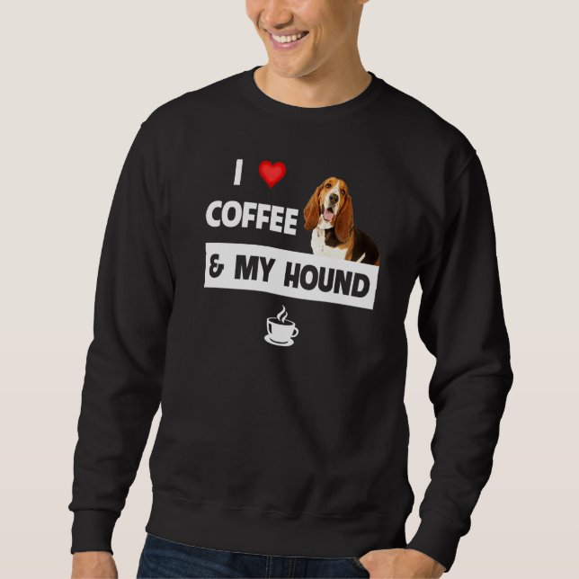 Sweatshirt J'Aime Le Café Et Mon Basset Hound Chien Maman Pap (Devant)