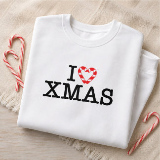Sweatshirt J'aime le cœur de bonbon de Noël