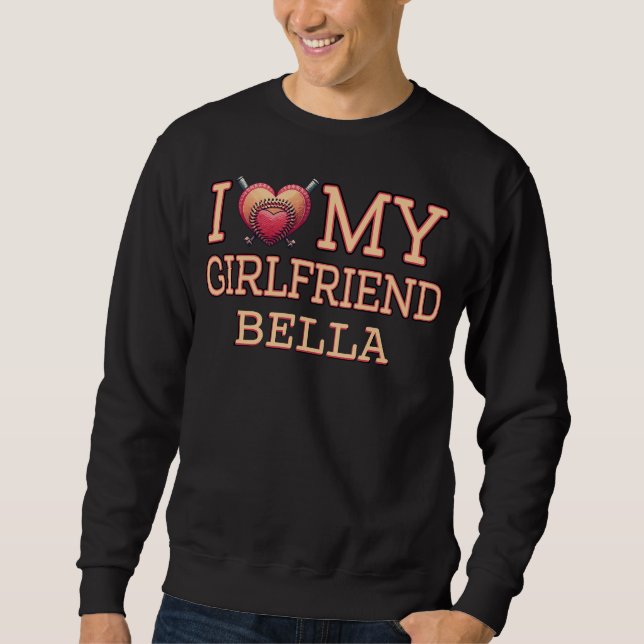 Sweatshirt J'aime mon coeur de baseball de petite amie (Devant)
