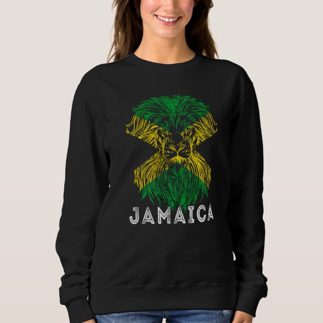 Sweatshirt Jamaïcaine Drapeau Lion Head Carribean Pride Ro (Devant)
