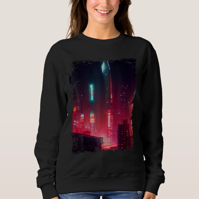 Sweatshirt Japanese City Vaporwave Tokyo Night Cityscape (Devant)