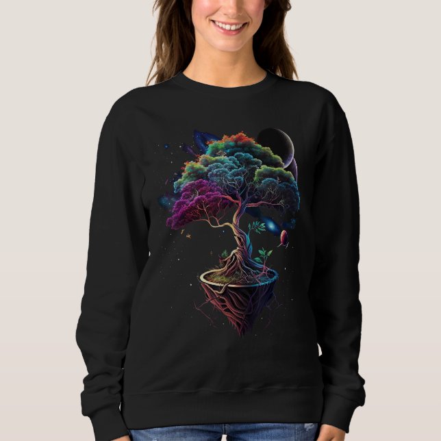 Sweatshirt Japanese Outer Space Miniature tree on Galaxy Bons (Devant)