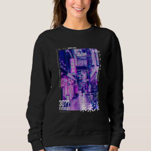 Sweatshirt Japonais Glitch Cyberpunk Tokyo Streetwear Aesthet