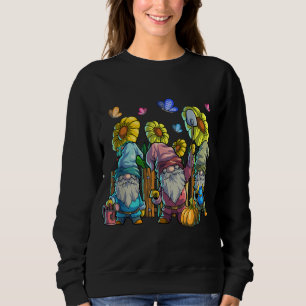 Sweatshirt Jardin mignon Gnomes avec Papillon Tournesol Garde