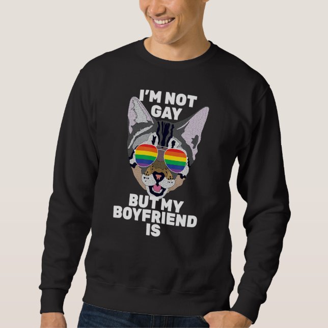 Sweatshirt Je ne suis pas gay mais mon copain est drôle Chat  (Devant)