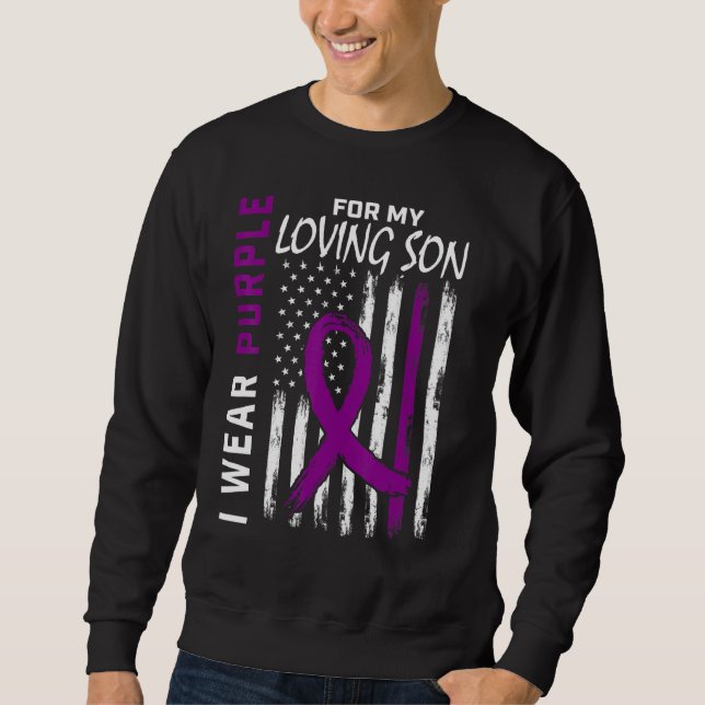 Sweatshirt Je Porte Du Violet Pour Mon Fils Sensibilisation À (Devant)