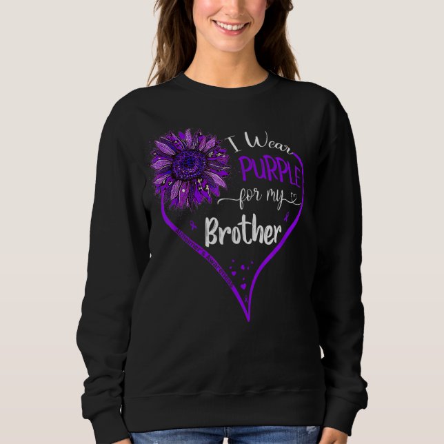 Sweatshirt Je Porte Du Violet Pour Mon Frère Alzheimer Sensib (Devant)