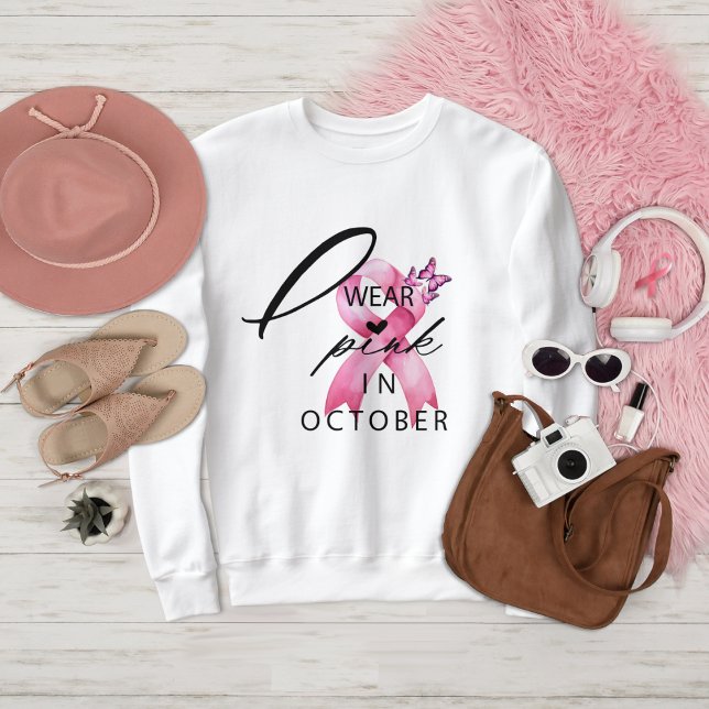Sweatshirt Je porte le rose en octobre Sensibilisation au can (Créateur téléchargé)
