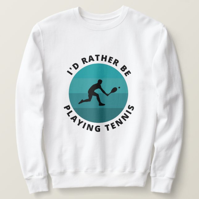 Sweatshirt Je préférerais jouer Tennis Retro Blue Sun Player (Design devant)