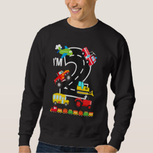 Sweatshirt Je suis 2 2e anniversaire Camions Véhicules Transp
