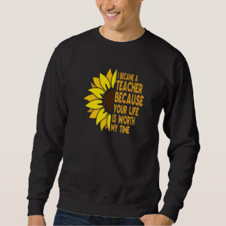 Sweatshirt Je Suis Devenue Enseignante Parce Que Ta Vie Vaut
