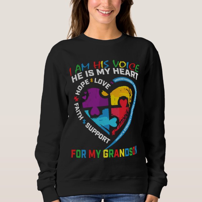 Sweatshirt Je Suis Sa Voix Grand-Fils Sensibilisation sur l'a (Devant)