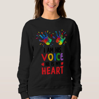 Sweatshirt Je Suis Sa Voix Il Est Mon Coeur Mignonne Autisme