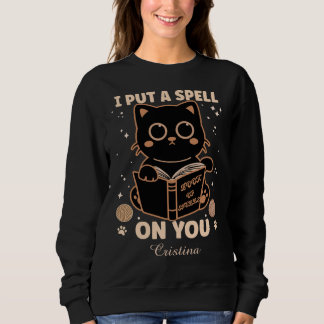 Sweatshirt Je te mets un sort | Cute chat noir - Noir