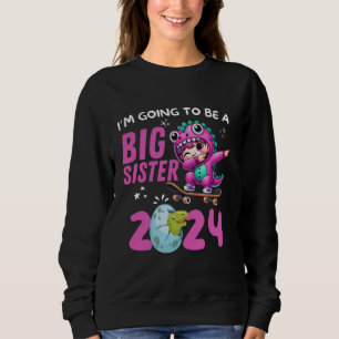 Sweatshirt Je vais être une grande soeur 2024 Dabbing Dinosau