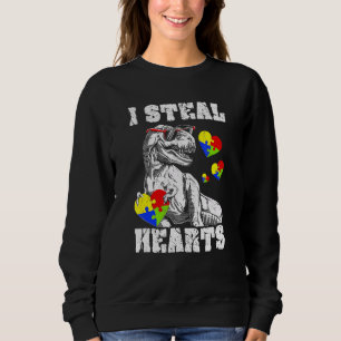 Sweatshirt Je vole Coeurs Dino Trex Sensibilisation sur l'aut