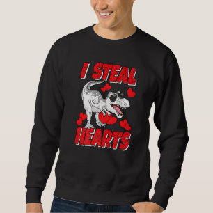 Sweatshirt Je vole les coeurs Saint-Valentin les enfants Dino