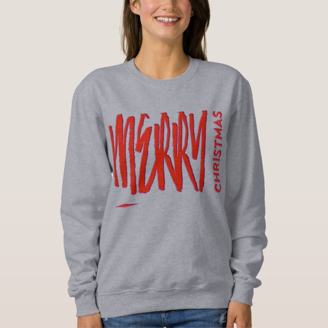 Sweatshirt Je Vous Souhaite Un Joyeux Noël Rouge Élégant Mode (Devant)