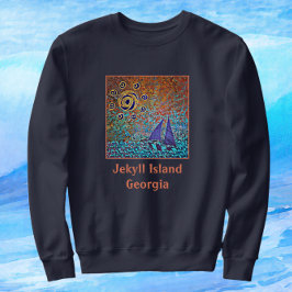 Sweatshirt Jekyll Island, GA Sailboat, Ocean Waves et Sun S