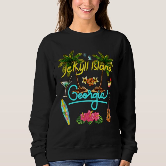 Sweatshirt Jekyll Island Georgia Beach Summer Palm Sun Set Pa (Devant)