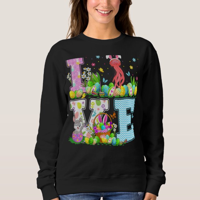 Sweatshirt Jellyfish Chasse aux oeufs de Pâques Aimer Jellyfi (Devant)