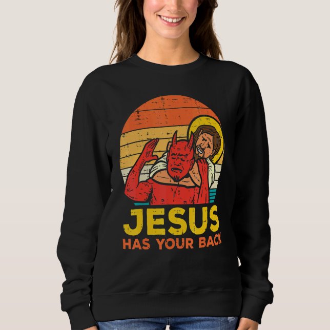 Sweatshirt Jésus A Ton Dos Jiu Jitsu Retro Christian Men (Devant)