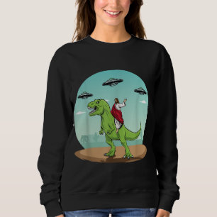 Sweatshirt Jesus équitation A Dinosaur Drôle Bigfoot UFO Alie